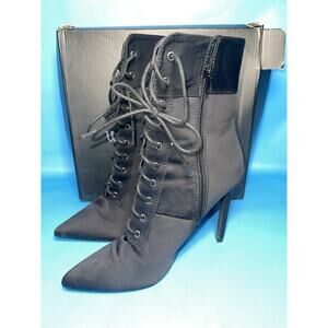 Windsor Black Suede Lace-Up Ankle Boots Heels Women’s Size 9